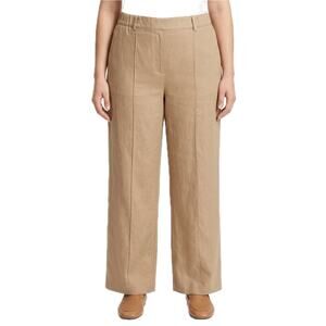 Vince Khaki Tan Seamed Stretch Linen High Waist Wide Leg Pull On Pants Size XL